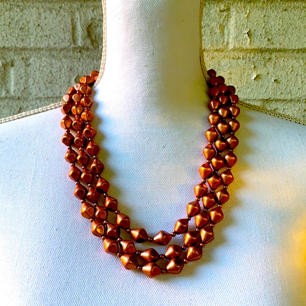 Metallic Beaded Necklace & Earring Set